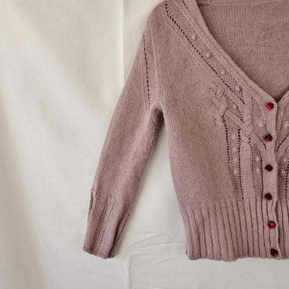 Dolce & Gabanna Button Up Pink V-neck Knit Cartigan Wool Blend 3/4 Sleeves Small - Picture 7 of 16